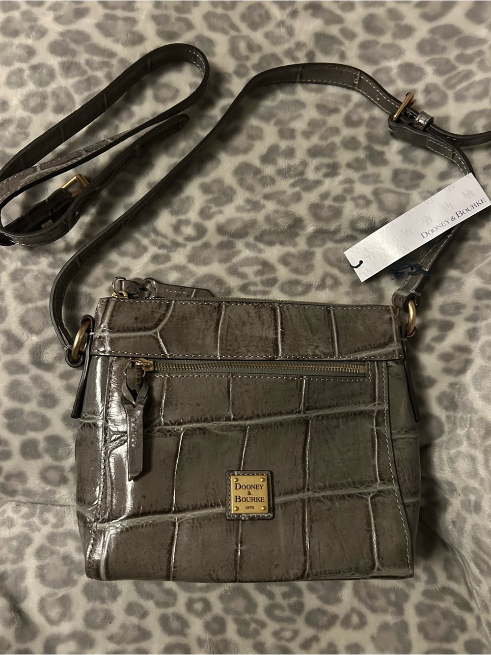 Dooney & Bourke Croc-Embossed Crossbody Bag in Olive